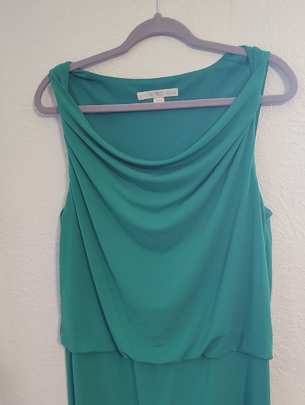 Eileen Fisher Teal Draped Sleeveless Dress